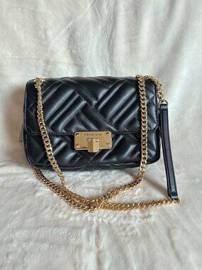NWT! MK Michael Kors Peyton Medium Quilted Flap Shoulder Bag In Black Leather